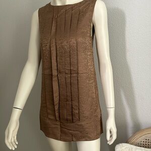 GEREN FORD Classy Brown Silk Pleated
Shift Dress Sm